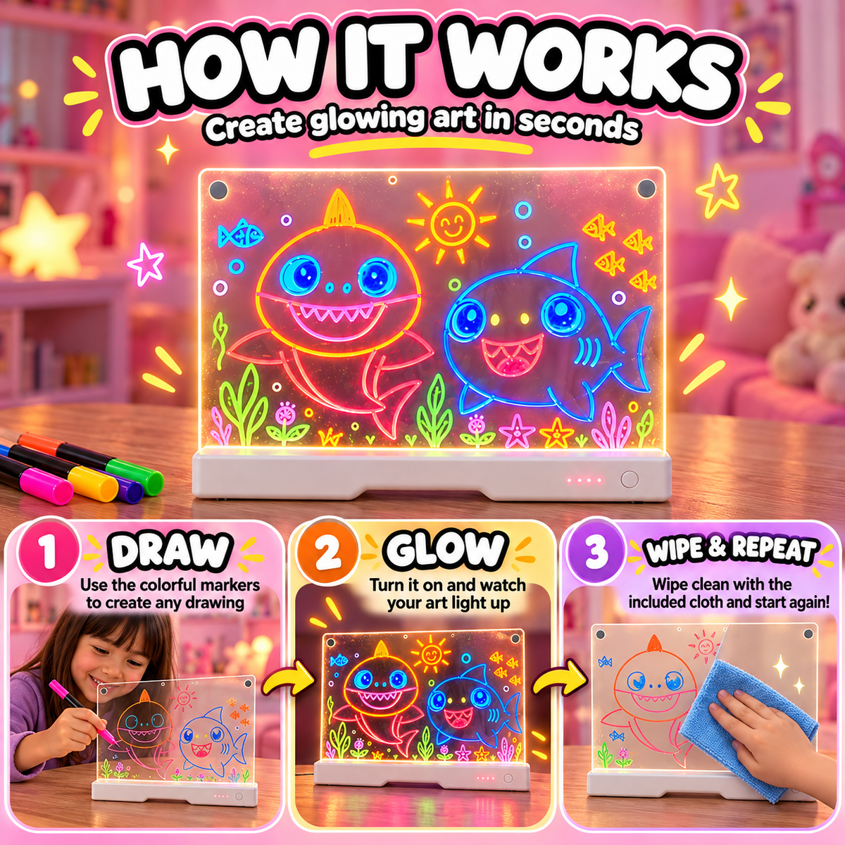 How GlowSketch V2 works step-by-step diagram