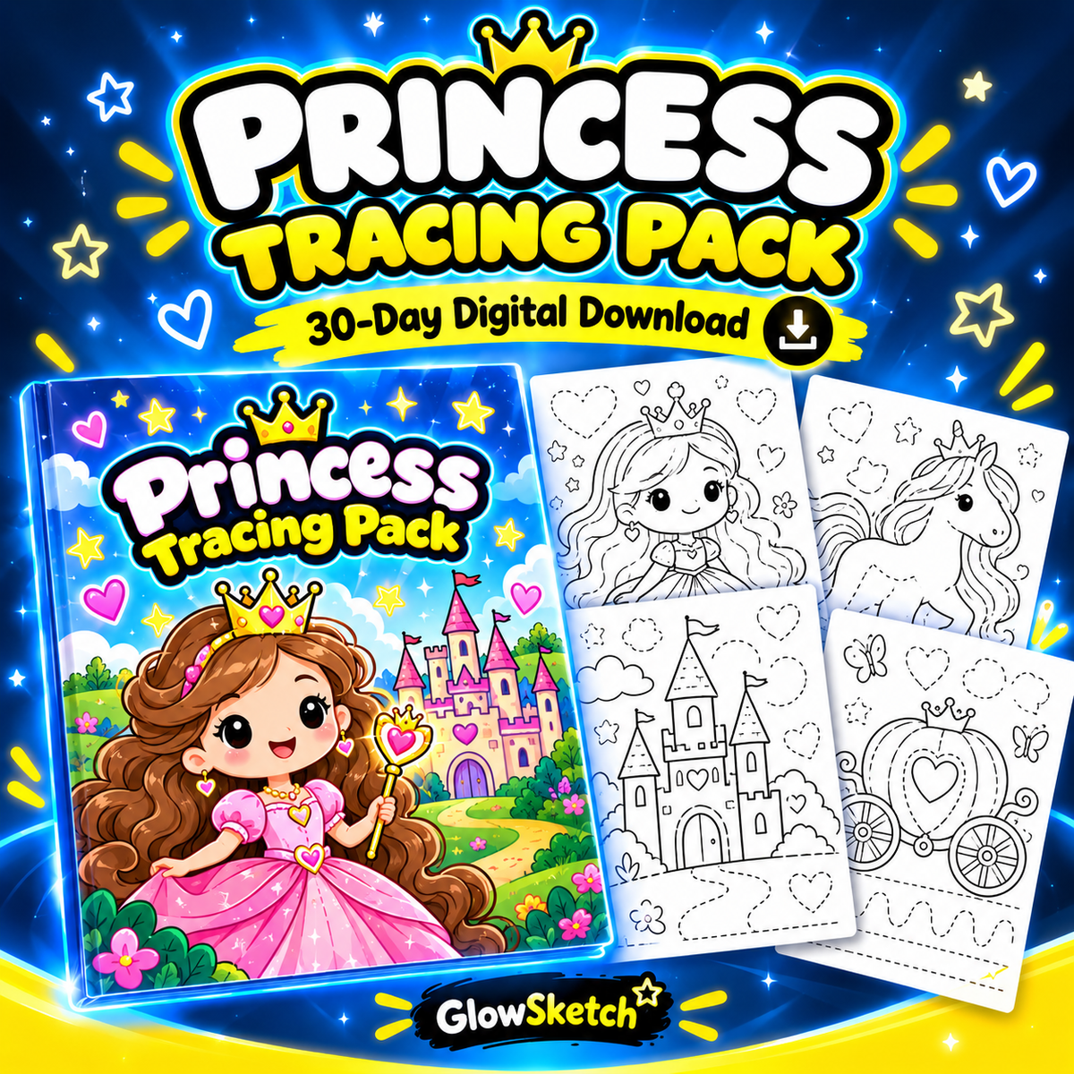 GlowSketch™ Tracing Pack – 30-Page Instant Digital Download